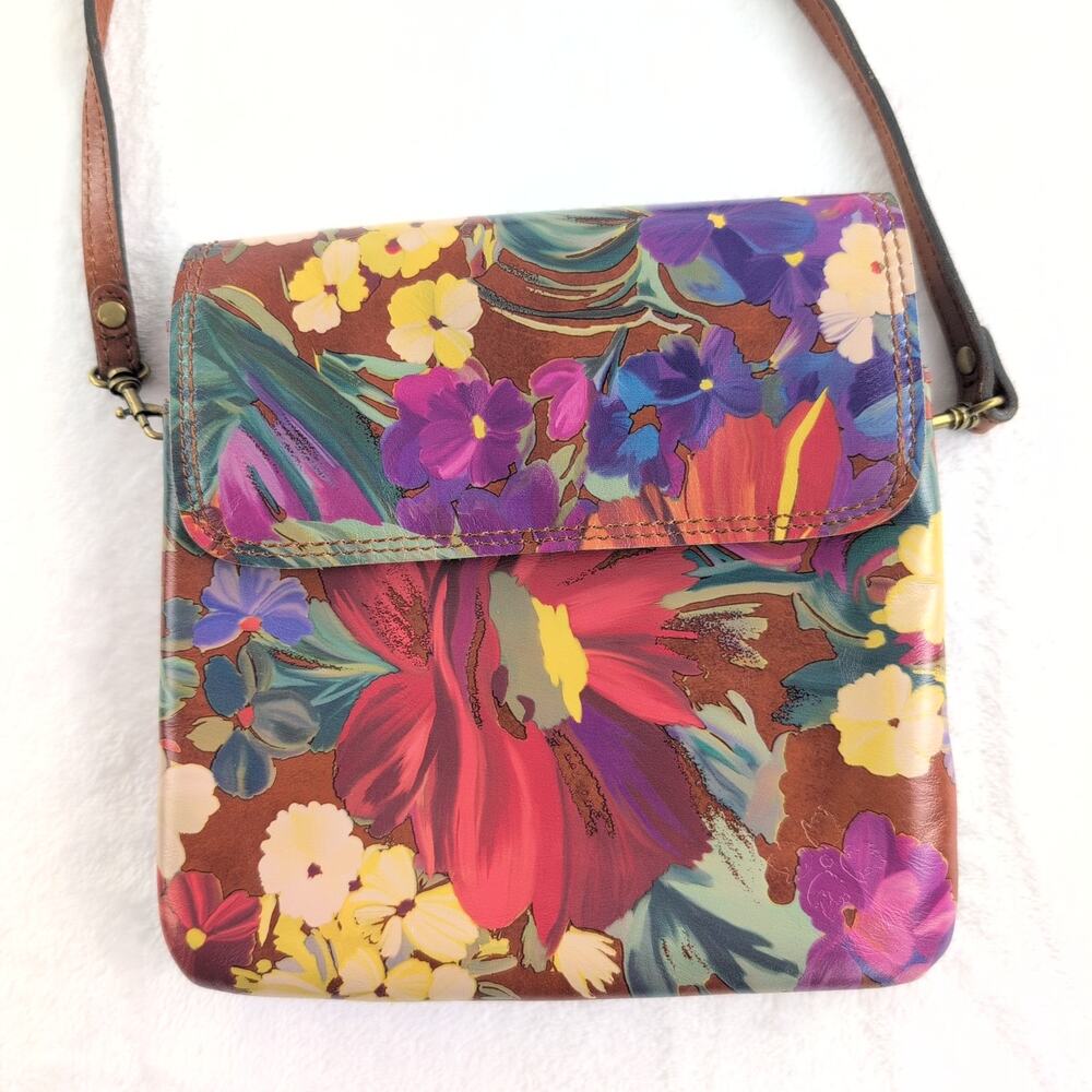 Patricia Nash Citrus Sunrise Crossbody Leather Suede Shoulder Bag